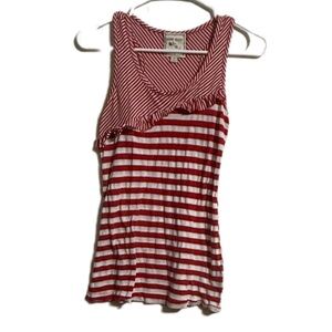 Pink Rose Red and White‎ Striped Top
